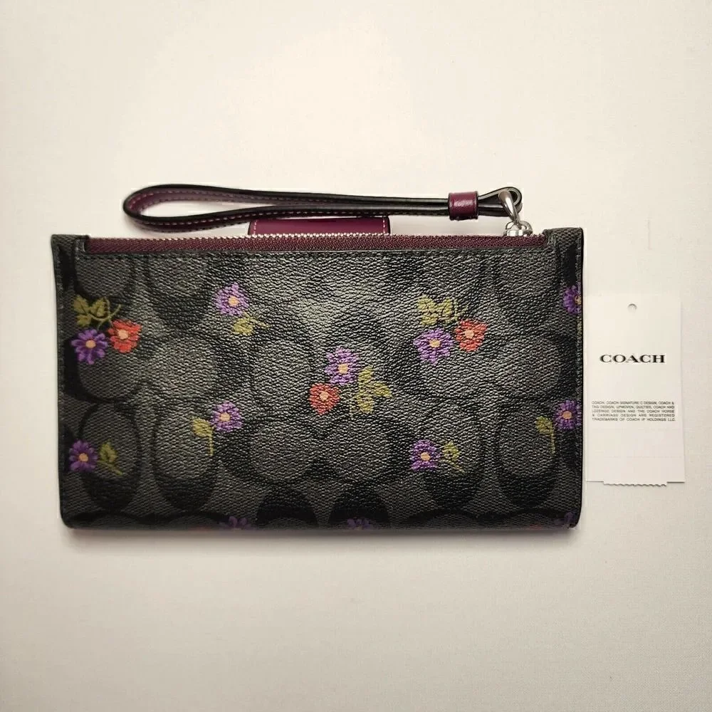 NWT Coach CM838 Tech Phone Wallet In Signature Canvas With Country Flora…
